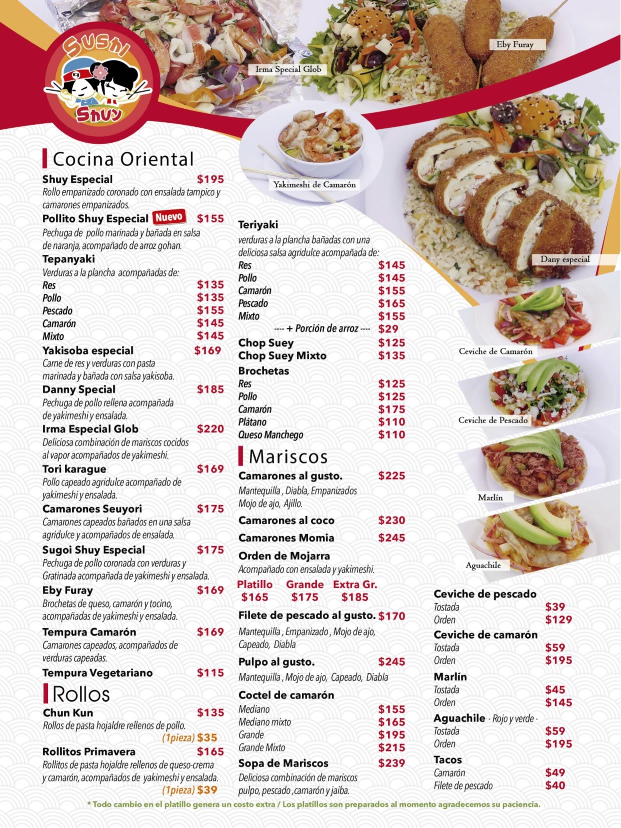 Mariscos, Especialidades